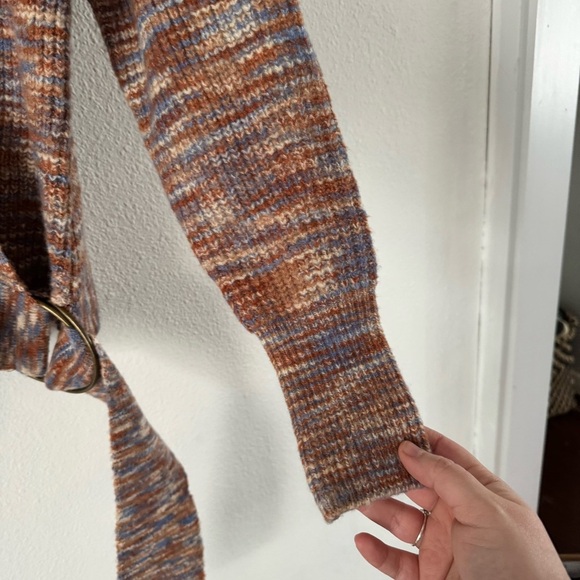 NINE WEST Oversized Wrap Sweater Small Belted Knit Coastal Boho Chic Eclectic - Picture 8 of 16